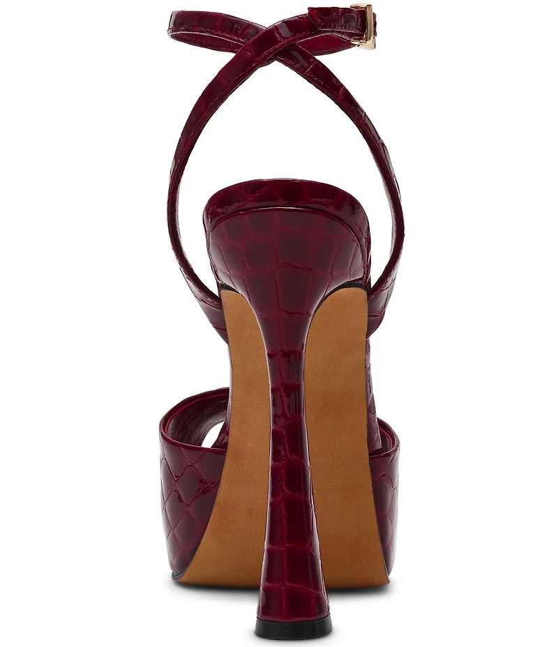Steve Madden Sass Croco Embossed Patent Leather Platform Dress Sandals