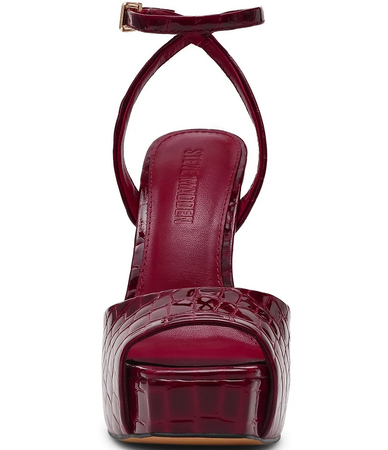 Steve Madden Sass Croco Embossed Patent Leather Platform Dress Sandals