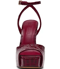 Steve Madden Sass Croco Embossed Patent Leather Platform Dress Sandals