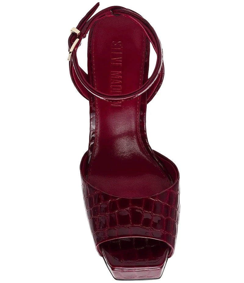 Steve Madden Sass Croco Embossed Patent Leather Platform Dress Sandals