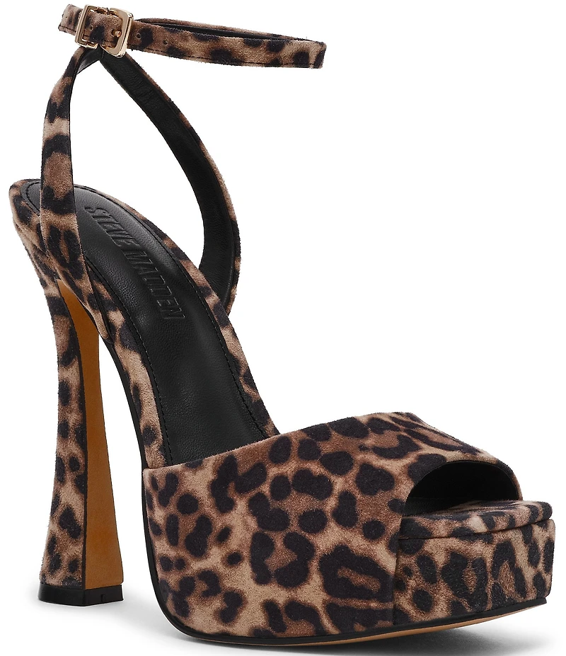 Steve Madden Sass Leopard Print Suede Platform Dress Sandals