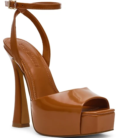 Steve Madden Sass Glossy Leather Platform Dress Sandals