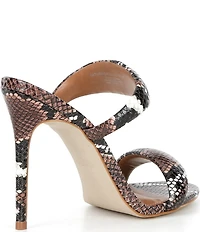 Steve Madden Saturn Snake Print Tubular Strap Stiletto Dress Slide Sandals