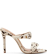 Steve Madden Saturn Tubular Cow Print Haircalf Stiletto Dress Slide Sandals