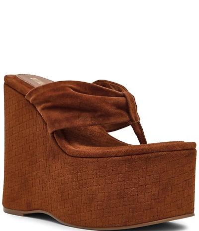 Steve Madden Saucy Suede Thong Platform Wedge Sandals