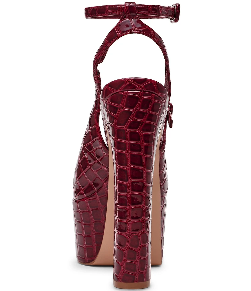Steve Madden Scotlyn Croco Embossed Strappy Mary Jane Platform Pumps