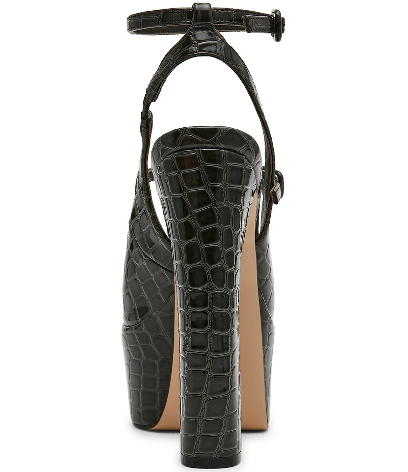 Steve Madden Scotlyn Croco Embossed Strappy Mary Jane Platform Pumps