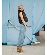 Steve Madden Seamed Sydnee High Rise Curved Leg Denim Jeans