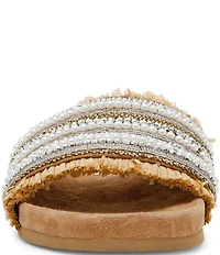 Steve Madden Seascape Raffia Pearl Beaded Slide Sandals