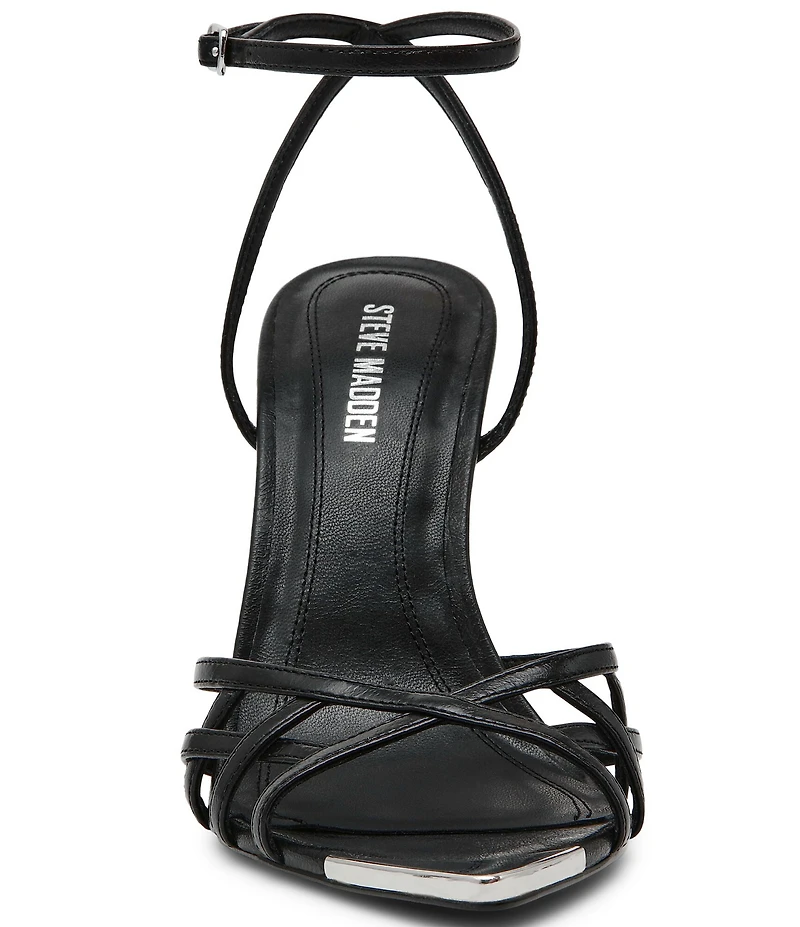 Steve Madden Sensation Leather Strappy Stiletto Pointed Toe Dress Sandals