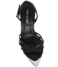Steve Madden Sensation Leather Strappy Stiletto Pointed Toe Dress Sandals