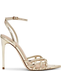 Steve Madden Sensation Metallic Patent Strappy Pointed Toe Stiletto Dress Sandals