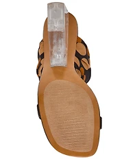 Steve Madden Sera Dotted Wraparound Ankle Scarf Clear Acrylic Wedge Sandals