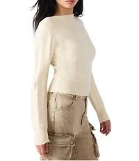 Steve Madden Serra Ribbed Boat Neck Long Sleeve Sweater