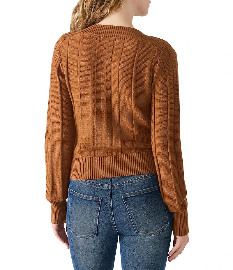 Steve Madden Serra Ribbed Boat Neck Long Sleeve Sweater