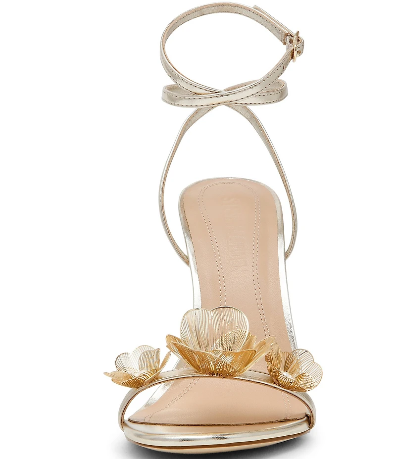 Steve Madden Sheila Metallic Floral Applique Strappy Dress Sandals