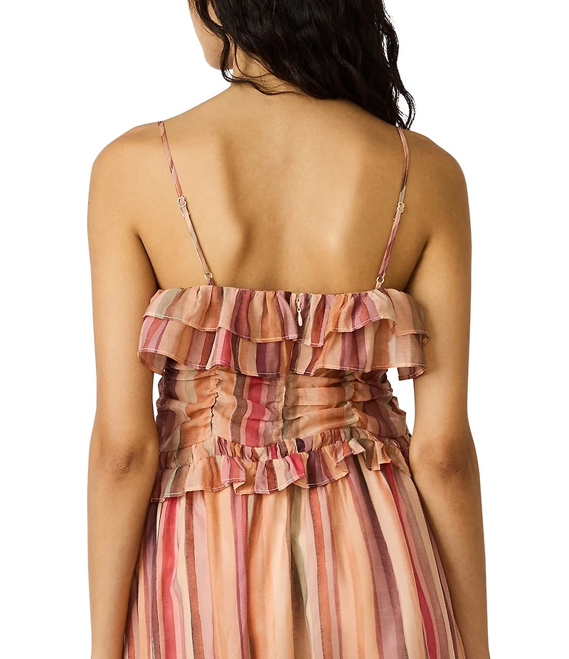 Steve Madden Shilloh Stripe Print Square Neck Sleeveless Coordinating Top