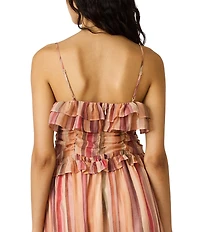 Steve Madden Shilloh Stripe Print Square Neck Sleeveless Coordinating Top