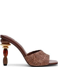Steve Madden Sia Raffia Sculptural Beaded Ornament Heel Dress Slide Sandals