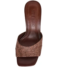 Steve Madden Sia Raffia Sculptural Beaded Ornament Heel Dress Slide Sandals