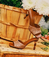 Steve Madden Sia Raffia Sculptural Beaded Ornament Heel Dress Slide Sandals