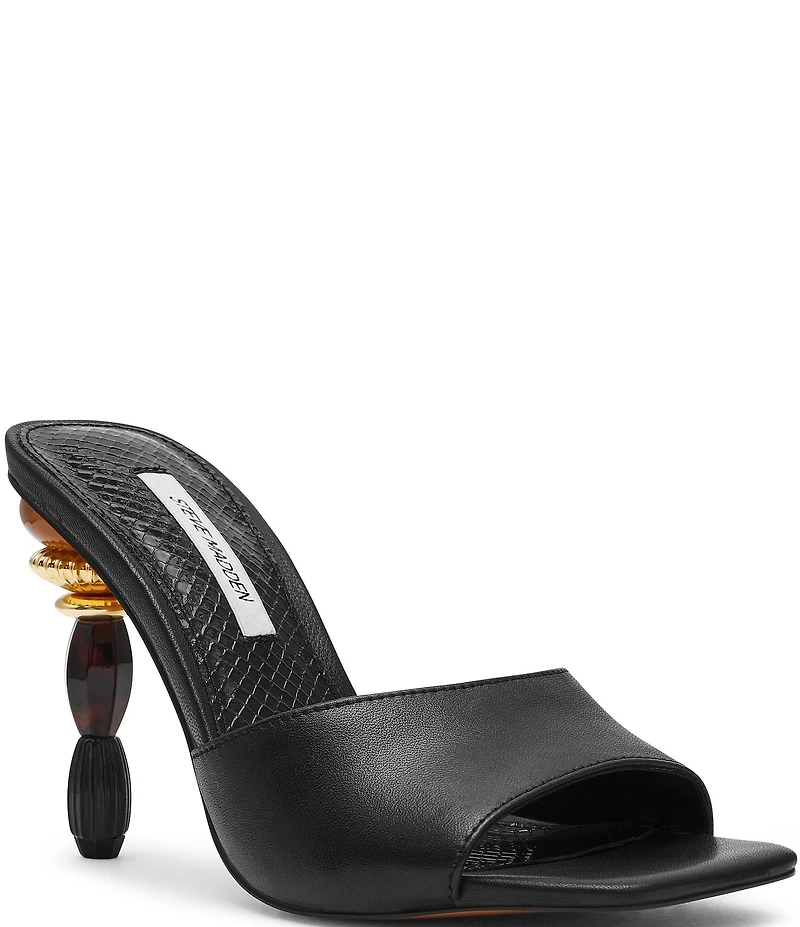 Steve Madden Sia Sculptural Beaded Ornament Heel Dress Slide Sandals