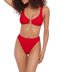 Steve Madden Sleek N Chic Ring Scoop Neck Bralette Swim Top
