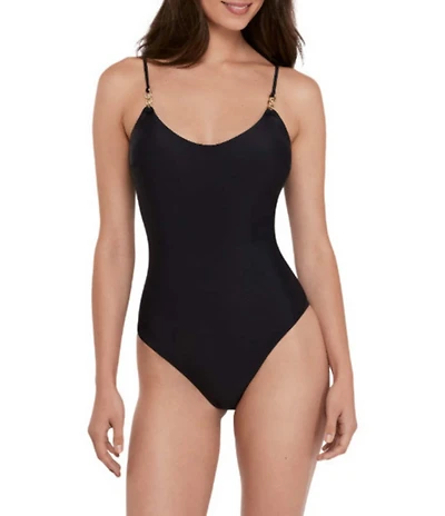 Steve Madden Sleek N Chic Scoop Neck One Piece Swimsuit
