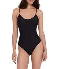 Steve Madden Sleek N Chic Scoop Neck One Piece Swimsuit