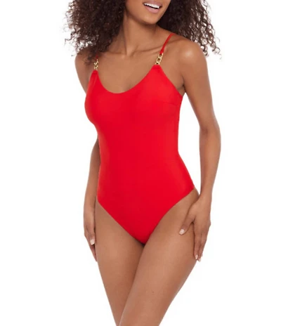 Steve Madden Sleek N Chic Scoop Neck One Piece Swimsuit