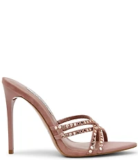 Steve Madden Somers Suede Mirror Rhinestone Strappy Stiletto Pointed Toe Dress Sandals
