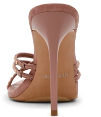 Steve Madden Somers Suede Mirror Rhinestone Strappy Stiletto Pointed Toe Dress Sandals