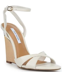 Steve Madden Sorynnn Leather Pointed Toe Wedge Dress Sandals