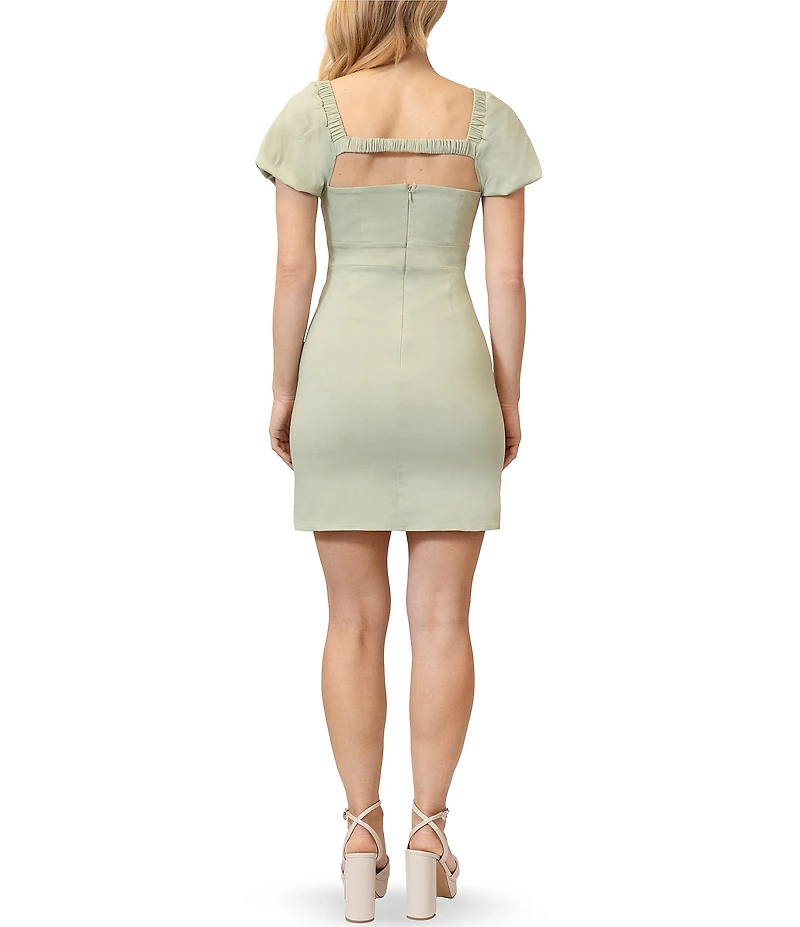 Steve Madden Square Neck Puff Sleeve Bar Back Dress