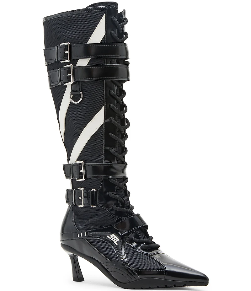Steve Madden Stark Lace Up Buckle Strap Hardware Sporty Tall Boots