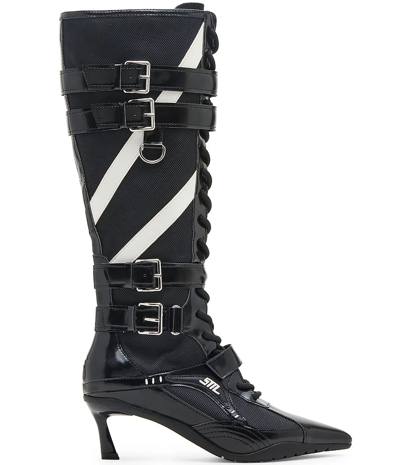 Steve Madden Stark Lace Up Buckle Strap Hardware Sporty Tall Boots