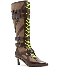 Steve Madden Stark Lace Up Buckle Strap Hardware Sporty Tall Boots