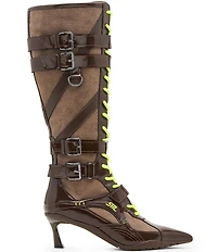 Steve Madden Stark Lace Up Buckle Strap Hardware Sporty Tall Boots