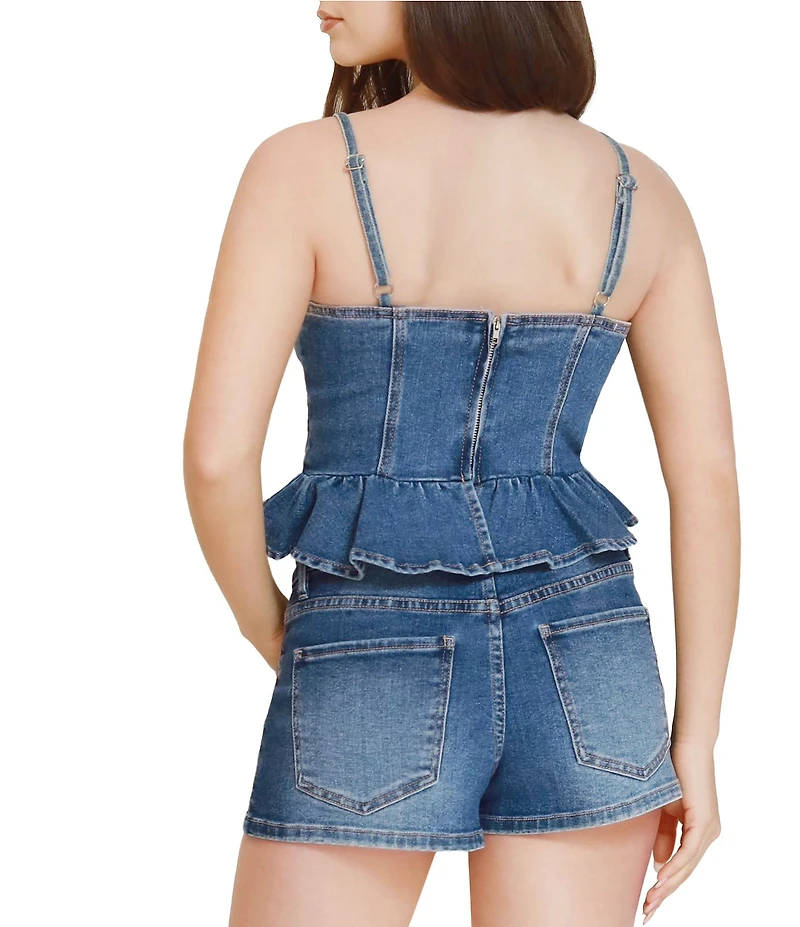 Steve Madden Stevie Jeans Peplum Denim Bustier Top