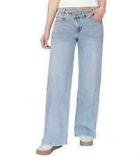 Steve Madden Stevie Jeans Slouchy Crossover Waist Straight Leg Jeans