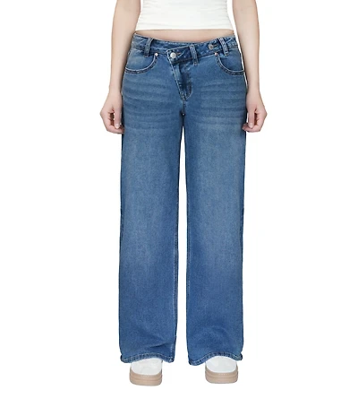 Steve Madden Stevie Jeans Slouchy Crossover Waist Straight Leg Jeans