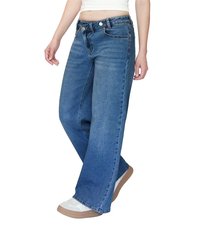 Steve Madden Stevie Jeans Slouchy Crossover Waist Straight Leg Jeans
