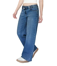 Steve Madden Stevie Jeans Slouchy Crossover Waist Straight Leg Jeans
