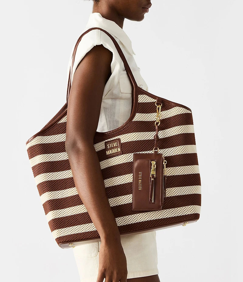 Steve Madden Striped Mesh Large Tote