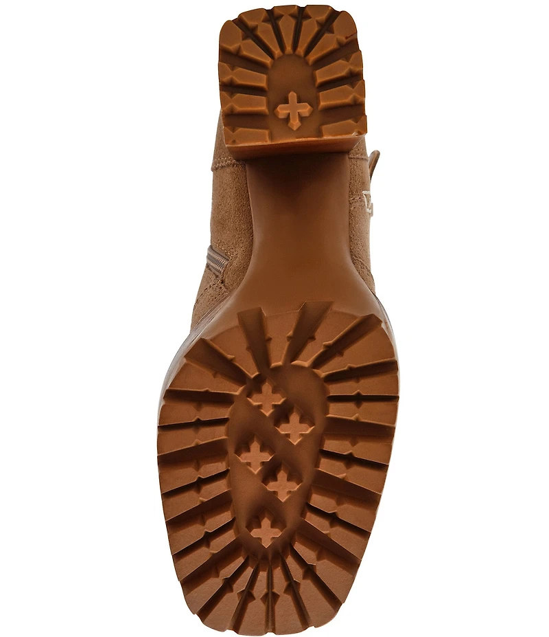 Steve Madden Summit Suede Buckle Hardware Platform Block Heel Booties