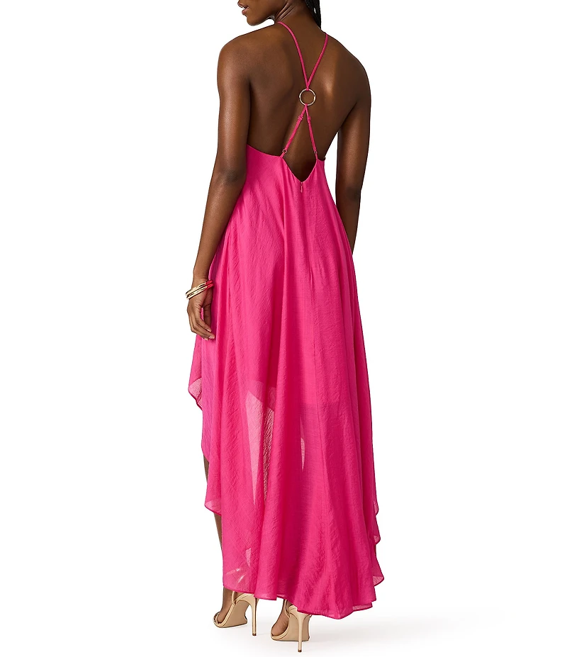 Steve Madden Suzanne Halter Shift Hi Low Maxi Dress
