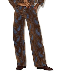 Steve Madden Sydnee Flocked Jacquard Paisley Denim High Rise Barrel Leg Coordinating Jeans