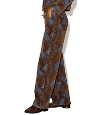 Steve Madden Sydnee Flocked Jacquard Paisley Denim High Rise Barrel Leg Coordinating Jeans