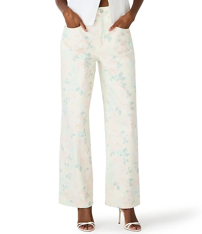 Steve Madden Sydnee Floral Print High Rise Straight Leg Denim Jeans