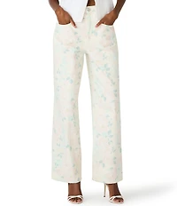 Steve Madden Sydnee Floral Print High Rise Straight Leg Denim Jeans